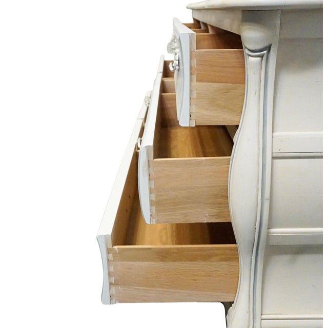 Wood Thomasville Furniture Debussy Collection Off White Painted French Provincial 78" Triple Dresser 9455-130 For Sale - Image 7 of 13