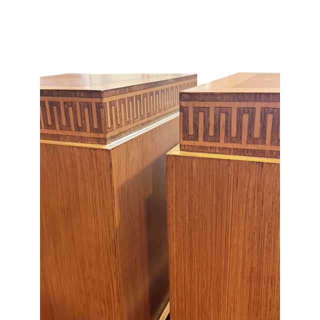 Wood Neoclassical Art-Deco Style Pair of Pedestals Stands With Greek Key Motif For Sale - Image 7 of 11