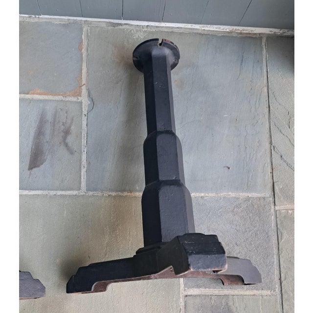 1930s Art Deco Cast Iron Table Bases a Pair For Sale - Image 11 of 12