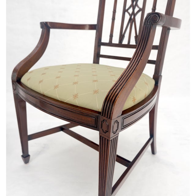 Pair of Very Fine Carved Mahogany Open Arm Faux Bamboo Arrows Armchairs MINT For Sale - Image 15 of 16