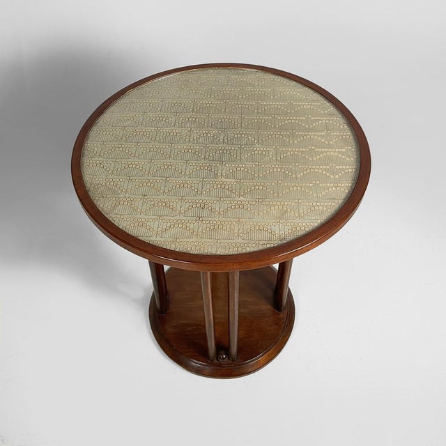 Austrian Wood, Fabric and Glass Coffee Table from Jacob & Josef Kohn, 1930s For Sale - Image 4 of 18