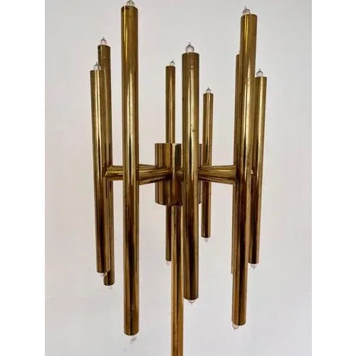 Gold Mid-Century Brass Floor Lamp in style of Gaetano Sciolari, 1980s For Sale - Image 8 of 9