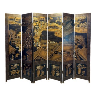 Chinoiserie Coromandel Six Panel Screen For Sale
