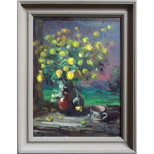 Flowers in vase. 1947, oil on plywood, 73x54 cm This piece is attributed to the mentioned designer/maker. It has no...