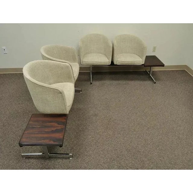 Mid-Century Modern Mid Century Danish Modern Club Chair Sectional Sofa Set With Rosewood End Tables For Sale - Image 3 of 12