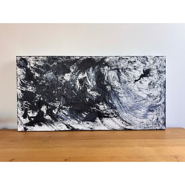 Migration — Black & White Acrylic on Canvas, Organic Brushwork For Sale - Image 4 of 4