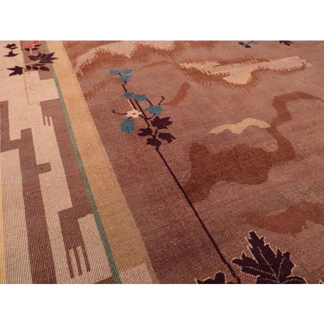 Art Deco Galerie Shabab Collection Early 20th Century Chinese Art Deco Inspired Vintage Indian Carpet For Sale - Image 3 of 7