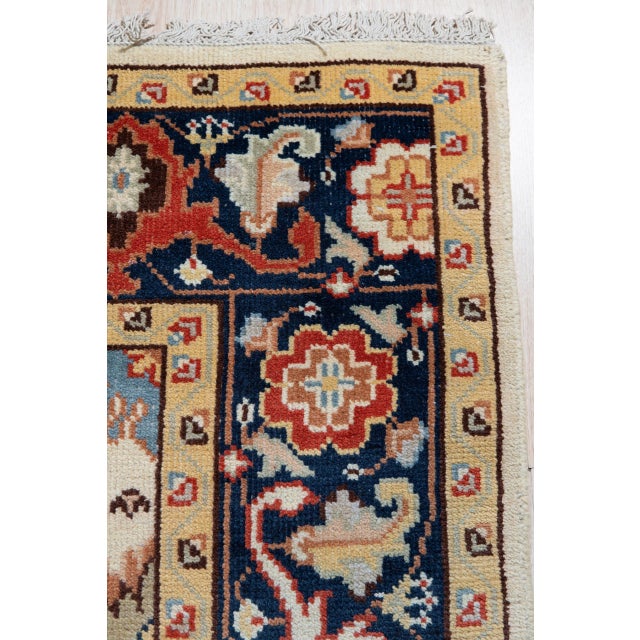 Indian 9x12 Violet Traditional Ivory Floral Modern Hand Knotted Room Size Wool Rug For Sale - Image 3 of 8