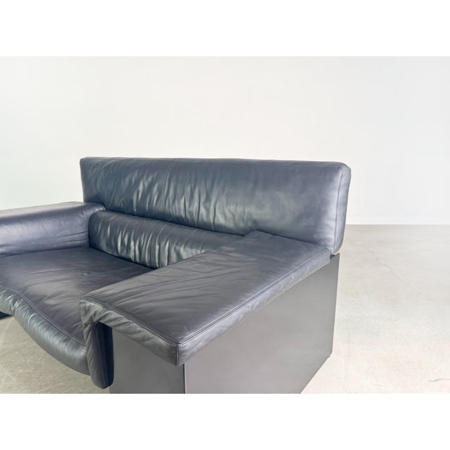 Brigadier Two-Seater Leather Black Sofa by Knoll for Cini Boeri, 1980 For Sale - Image 9 of 10