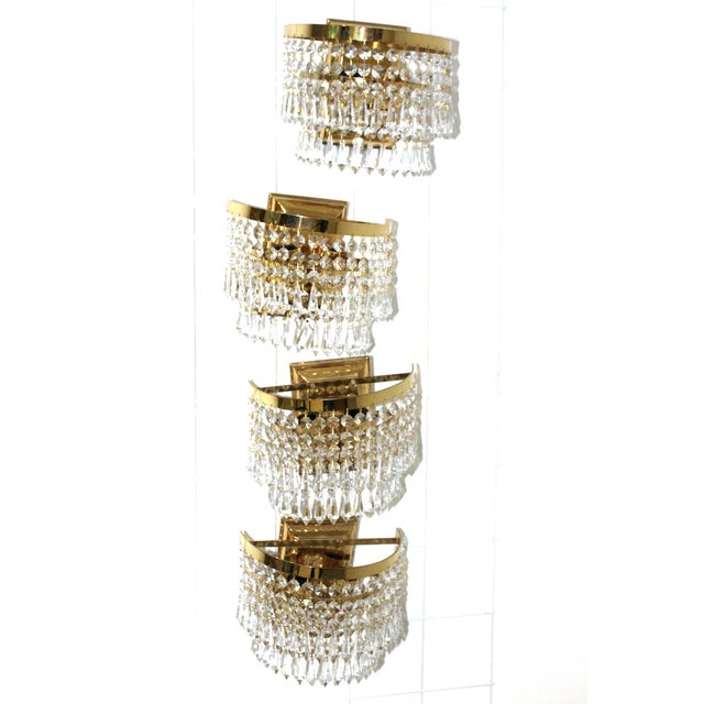 Crystal & Brass Wall Light from Dotzauer, 1980s, in Flawless conditions. Designed 1980 to 1989 This piece has an...