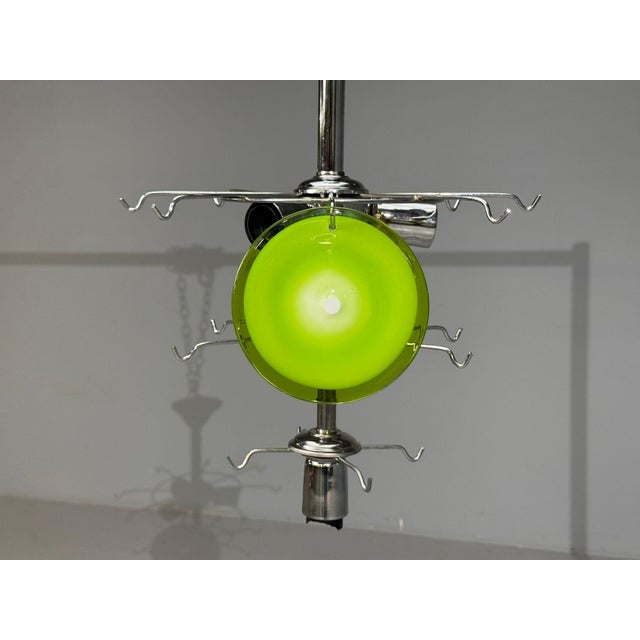 1960s Mid-Century Modern, Green Murano Glass, Chrome, Pendant Light, 1960s For Sale - Image 5 of 8