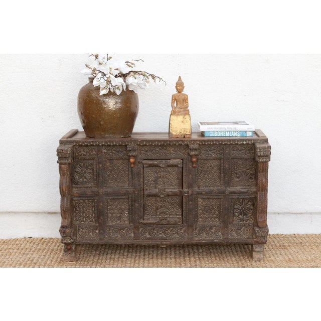 Finely Carved Antique Indian Damachiya Cabinet For Sale - Image 10 of 10