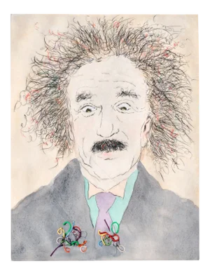 Lilya Vorobey Modern Watercolor Etching "Albert Einstein" 1989