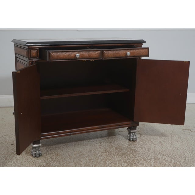 Thomasville Pair of Thomasville Ernest Hemingway Rattan & Stone Cabinets For Sale - Image 4 of 18