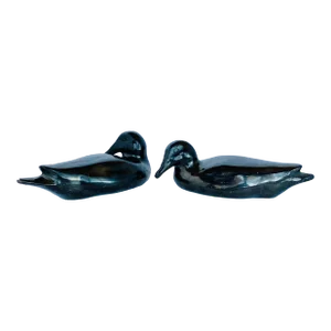 Vintage Oaxaca, Mexico Black Pottery Ducks, Artist Signed by Doña Rosa, Coyotepec- A Pair