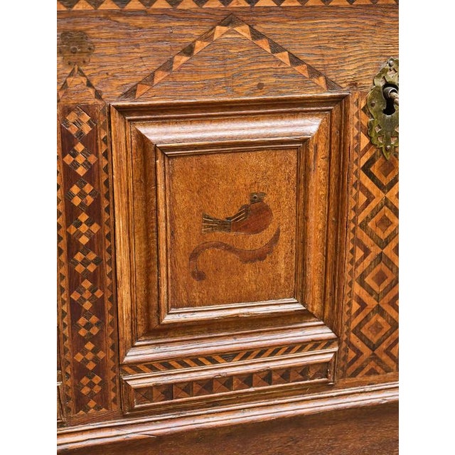 Antique Inlaid Oak Chest, 1700s For Sale - Image 12 of 12