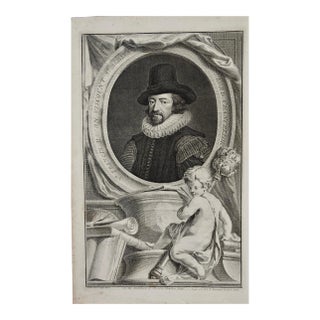 Sir Francis Bacon: 18th C. Portrait of Philosopher, Scientist, Author, Statesman, 1738 For Sale