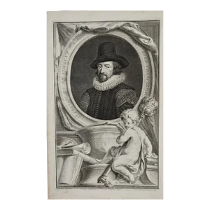 Sir Francis Bacon: 18th C. Portrait of Philosopher, Scientist, Author, Statesman, 1738