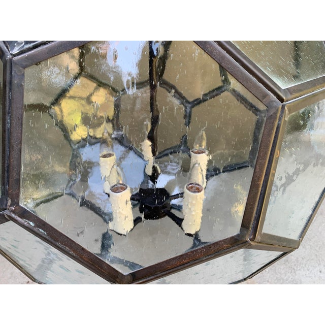 Early 21st Century 24" Diameter Honeycomb Lantern W/Seeded Glass For Sale - Image 5 of 7