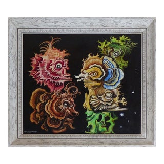 José García Narezo Seahorses Oil Painting, Mexican For Sale