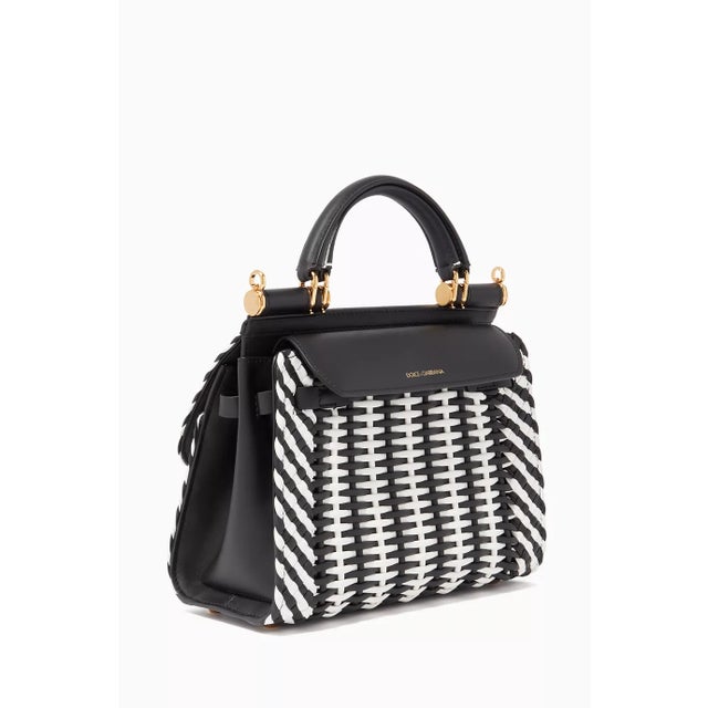 2010s 2019 Dolce Fall Dolce & Gabbana Sicily 58 Small Woven Nappa Bag Top Handle Shoulder Bag For Sale - Image 5 of 10
