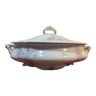 Antique Oval Scalloped Edge Porcelain Serving Dish Haviland & Co For Sale