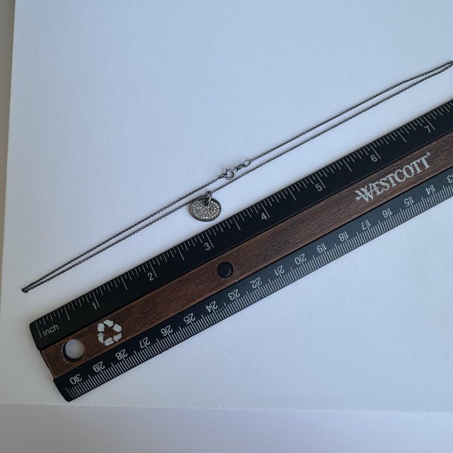 Early 21st Century Diamond Disc Necklace in 14kt Gold With Black Rhodium Plating - 0.18ctw Diamonds For Sale - Image 5 of 5