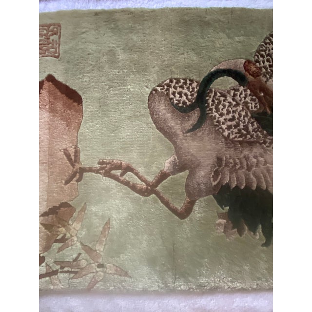 Emerald 1970s Silk Hand-Knotted Textile Art For Sale - Image 8 of 9