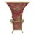 Vintage Red Tole Butterfly Vase Cachepot in Brass Rams Head Stand For Sale