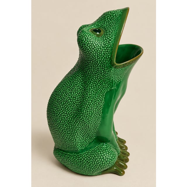 A wonderfully whimsical mid-20th century figural frog umbrella stand, retailed by Gump’s San Francisco and crafted in...