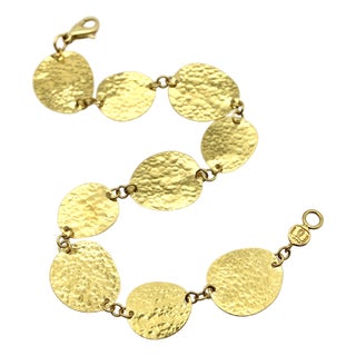 24k Gold Gurhan Lush Collection Hand-Hammered Disc Bracelet For Sale