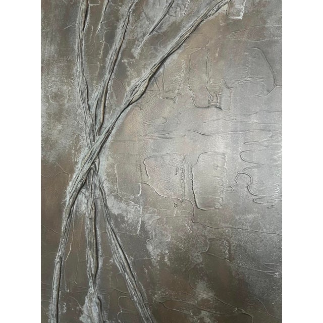 Brutalist Wall Sculpture in Aluminum and Wood For Sale - Image 4 of 6