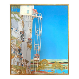 1980s Michael Palmer Acrylic Painting on Canvas Titled 'Gold Mines of the Neiblung' - Framed