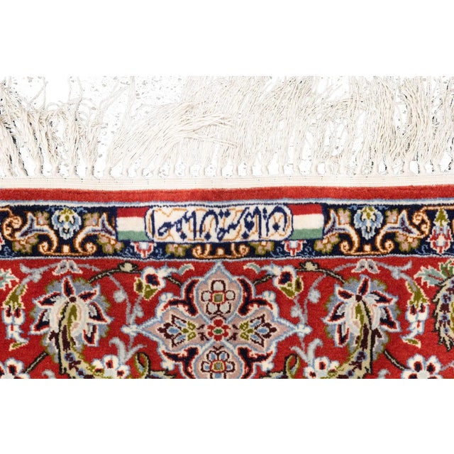 Extremely Fine Persian Isfahan Wool & Silk Rug 3'8'' X 5'3'' For Sale - Image 11 of 12