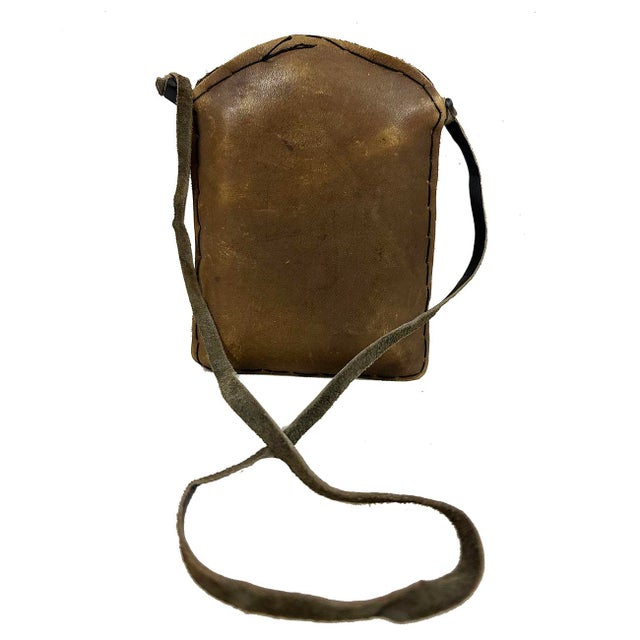 20th Century Tibetan Leather, Brass Ghau Prayer Bag For Sale - Image 4 of 5