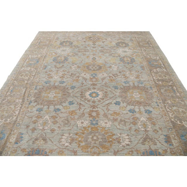 Baby Blue 21st Century Modern Sultanabad Wool Rug 9'x12' For Sale - Image 8 of 12