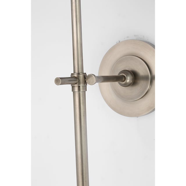 Modern Thomas O'Brien for Visual Comfort Signature Bryant 27" Cordless Tail Sconce in Antique Nickel with Linen Shade For Sale - Image 3 of 13