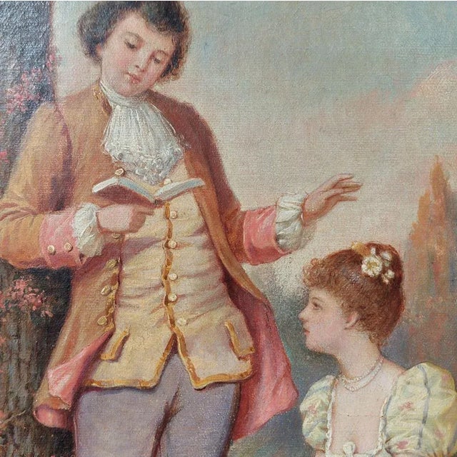 Lovers, Early 19th Century, Oil on Canvas For Sale - Image 5 of 9