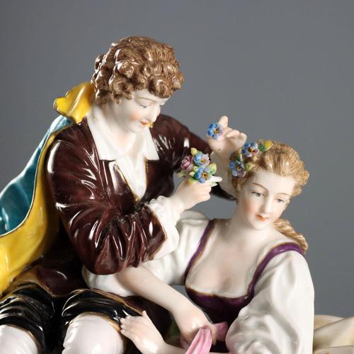Porcelain Sculpture Group from E & A Muller Thuringia For Sale - Image 3 of 12