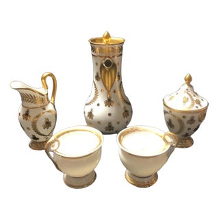 Vintage Porcelain Chocolate Service from Limoges, 1940s, Set of 5 For Sale