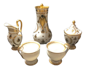 Vintage Porcelain Chocolate Service from Limoges, 1940s, Set of 5