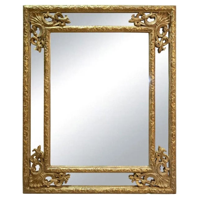 Regency Rectangular Handcrafted Gold Foil Wooden Mirror, Spain, 1970s For Sale - Image 6 of 6
