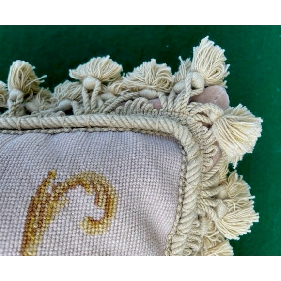 Vintage Floral Arrangement Needlepoint Pillow For Sale In Los Angeles - Image 6 of 11