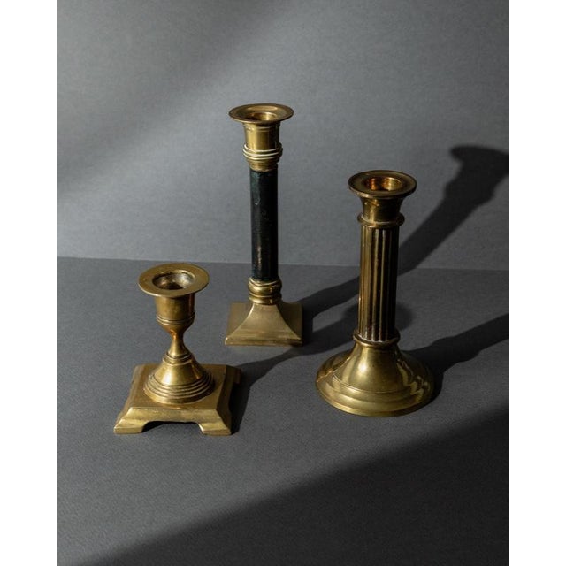 Vintage Brass Candleholders, 1940s, Set of 3 For Sale - Image 11 of 11