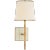 Kate Spade New York for Visual Comfort Signature Bradford Medium Sconce in Soft Brass & Cream with Cream Linen Shade with Soft Brass Trim For Sale