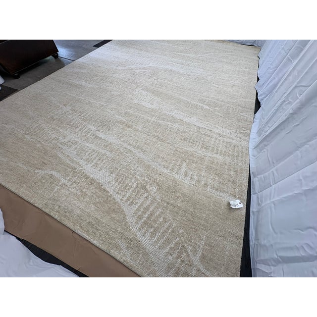 Rh Restoration Hardware Strati Hand-Knotted Wool Rug — 10' × 14' Sand | Himalayan Highland Wool | High-Low Textural Design For Sale - Image 13 of 18