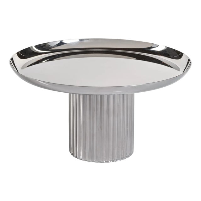 Stassi Polished Stainless Steel Footed Cake Stand, Nickel For Sale