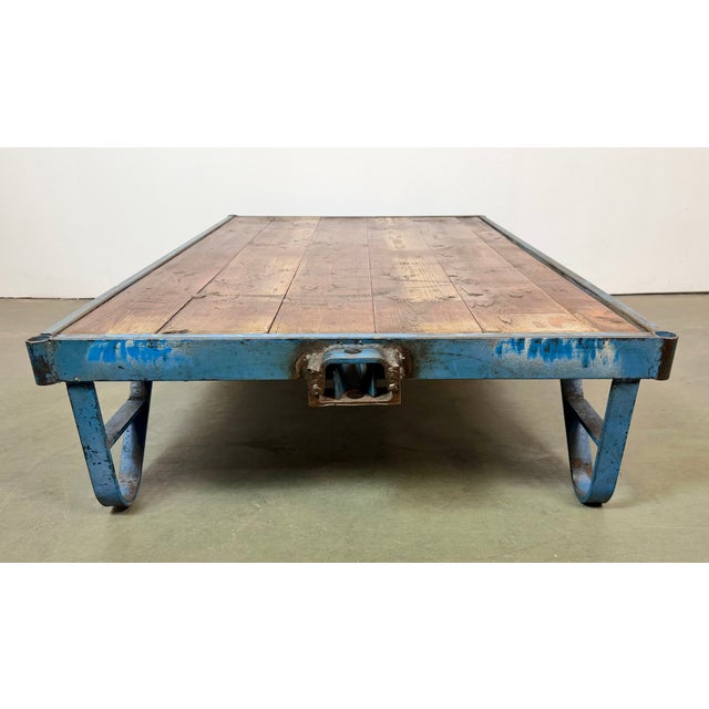Large Industrial Blue Coffee Table Cart, 1960s For Sale - Image 15 of 16