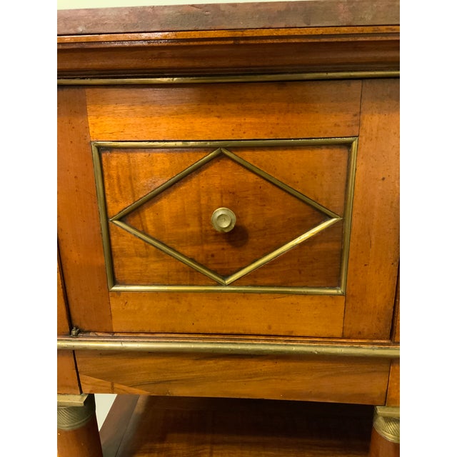 Early 19th Century Early 19th C. French Empire Mahogany & Brass Cabinet, Faux-Marble Top For Sale - Image 5 of 14