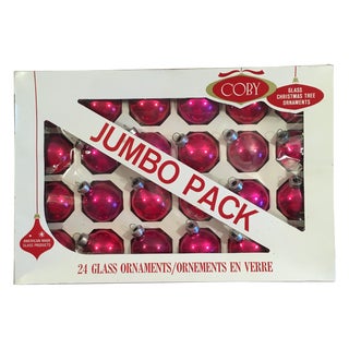 Vintage Hot Pink Christmas Ornaments - Set of 24 For Sale